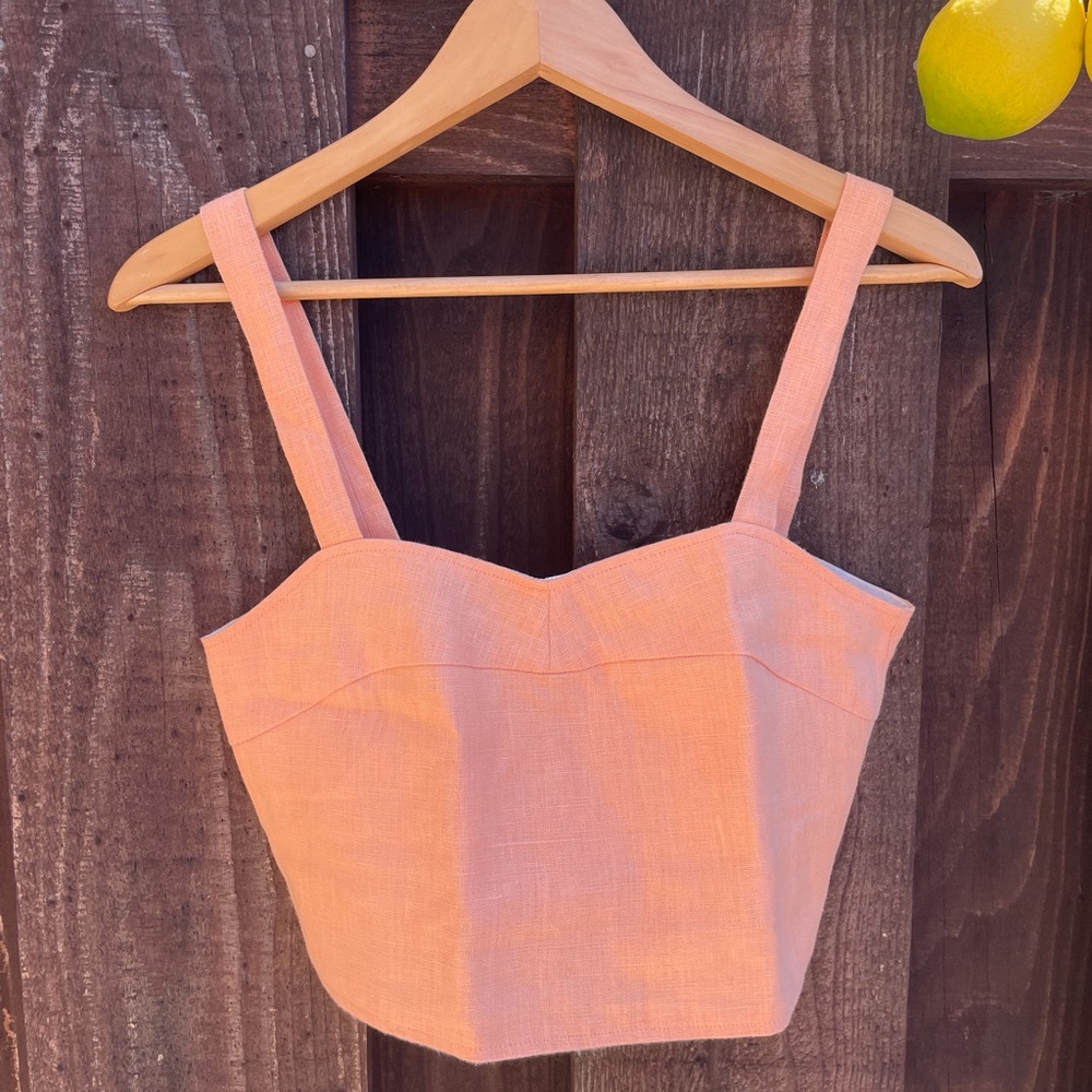 Paloma Wool Peach Linen Crop Top Size 36